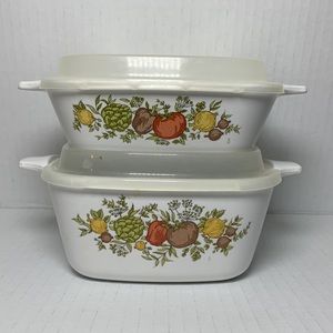 2pc Corning Ware Spice of Life Petite Casserole dishes With Storage Lids